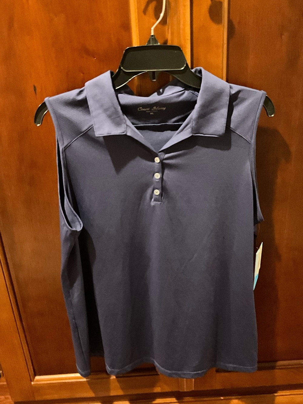 NWT Court Haley Woman’s Sleeveless Polo Shirt in Navy Size Xlarge